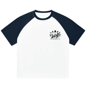 script,stars,baseball,tee,raglan,color blocked,intrfr,los angeles