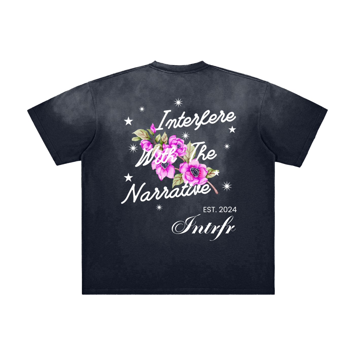 intrfr,unisex,interfere with the narrative,flowers,stars,faded,Jenna