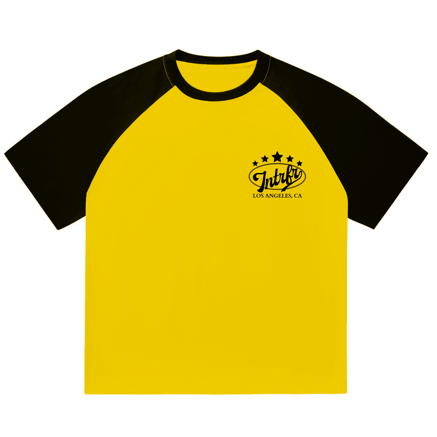 script,stars,baseball,tee,raglan,color blocked,intrfr,los angeles