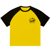script,stars,baseball,tee,raglan,color blocked,intrfr,los angeles